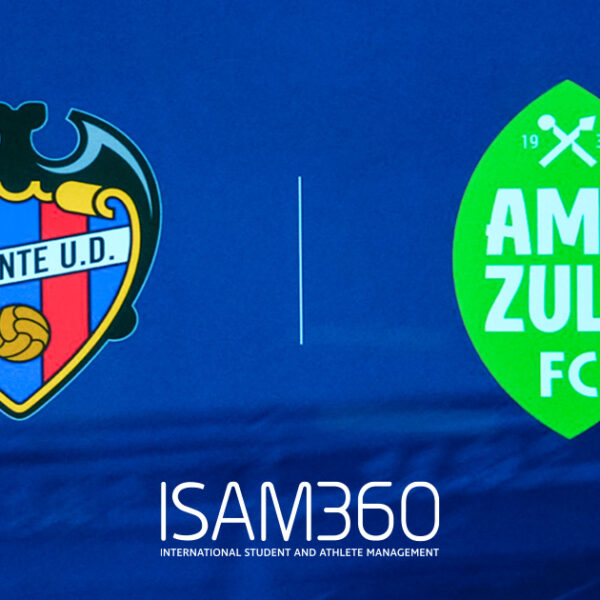 ISAM360 Connects Levante UD and AmaZulu FC Levante UD and AmaZulu FC crests displayed above the ISAM360 logo on a blue background.