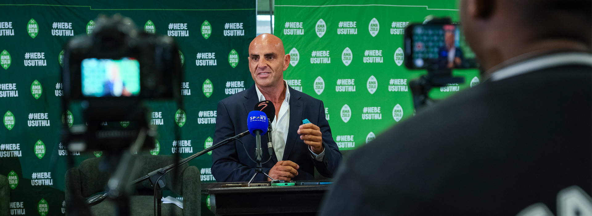 Marcos Maisano speaks to members of the media during the AmaZulu FC and Levante UD partnership announcement.